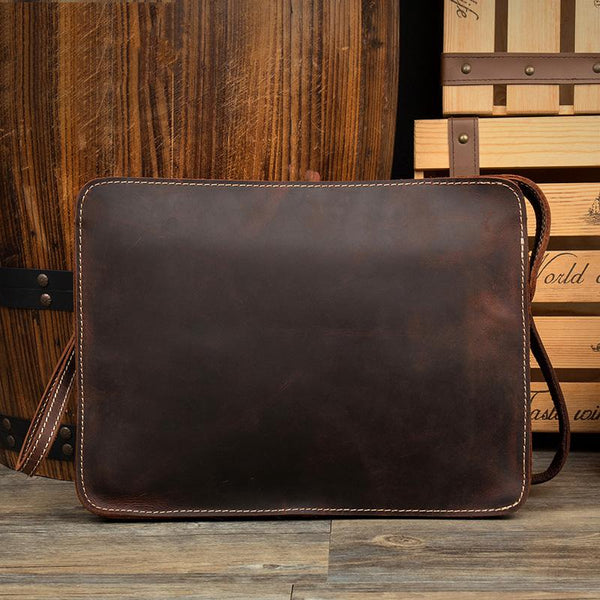 Cool Dark Brown Leather 11 inches Mens - Back View