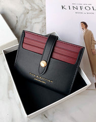 Minimalist Women Black&Red Vegan Leather Small Wallet Billfold Card Holder Card Wallets Slim Card Holders Credit Card Holder For Women
