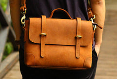 Vintage Leather Mens Messenger Bag Briefcase Side Bag Brown Work Bag Business Bag For Men