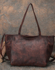 Womens Brown Leather Tote Bags Vintage Womens Handbag Shopper Bag Purse for Ladies