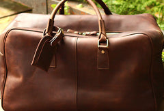 Leather Mens Weekender Bag Cool Travel Bag Duffle Bag Overnight Bag Holdall Bag for men - EverHandmade