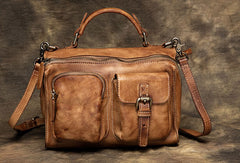 Genuine Handmade Vintage Leather Message Bag Handbag Shoulder Bag Women Leather Purse - EverHandmade