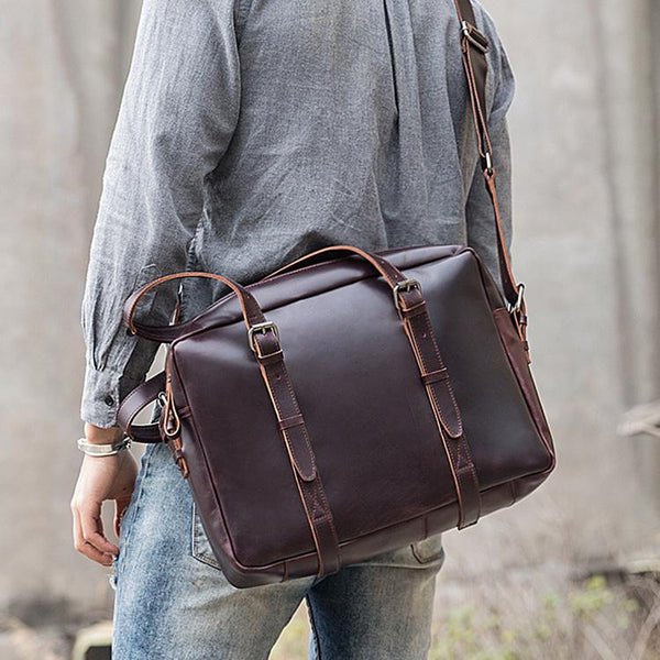 Dark Brown Cool Leather Mens Large 15 - Back View