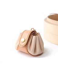 Cute Leather Womens Small Beige Change Wallet Coin Holder Change Holder for Women
