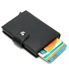 Cool RFID Black Leather Men's Card Holder Card Bifold Small Wallet For Men