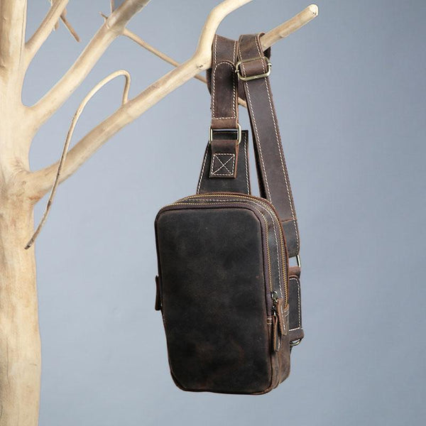 leather sling bag Cool Mens Sling Bag Leather Sling Bag Crossbody Sling Bag Chest Bag for men