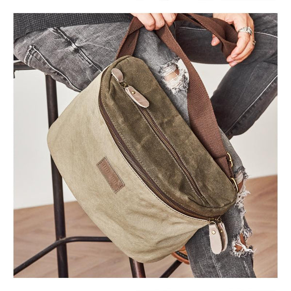 Canvas Mens Messenger Bag Canvas Side Bag - Back View