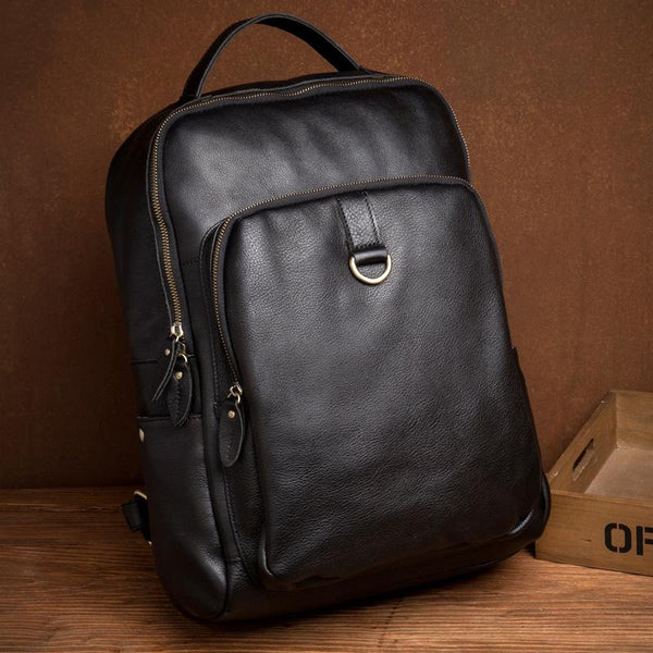Casual Black Mens Leather 15-inch Computer Backpack Coffee Satchel Backpack Scho MSG04381123