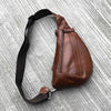 Fashion Brown Leather Men's Sling Bags Chest Bag Fashion Brown One shoulder Backpack Sling Bag For Men