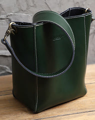 Cute Green LEATHER WOMEN Bucket SHOULDER BAG Barrel Crossbody Purses FOR WOMEN