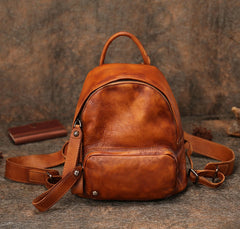 Classic Green Leather Rucksack Womens Compact Leather Backpack Ladies Backpack Purses