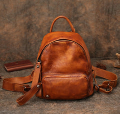 Classic Leather Rucksack Womens Compact Leather Backpack Ladies Backpack Purses