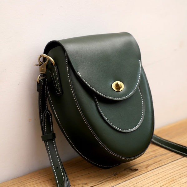 Cute LEATHER Saddle Side Bag WOMEN SHOULDER - Chain Detail