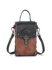 Leather Womens Small Box Shoulder Bag Cube Small Handmade Handbag Purse for Ladies
