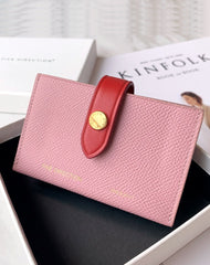 Cute Women Light Pink Small Leather Card Holders Slim Card Wallet Green Credit Card Holder For Women