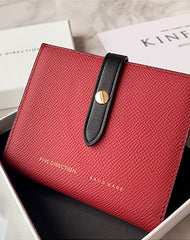 Cute Women Red Leather Vertical Small Wallet Billfold Slim Minimalist Small Wallet For Ladies