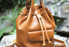 Handmade Leather backpack bag shoulder bag bucket bag women leather purse