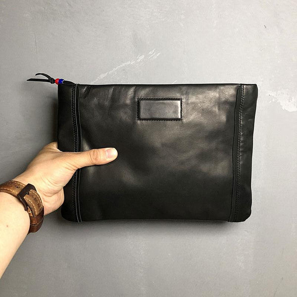 Genuine Leather Mens Clutch Cool Slim Wallet - Back View