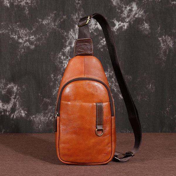 Brown Cool LEATHER MENS 8 inches Sling - Back View