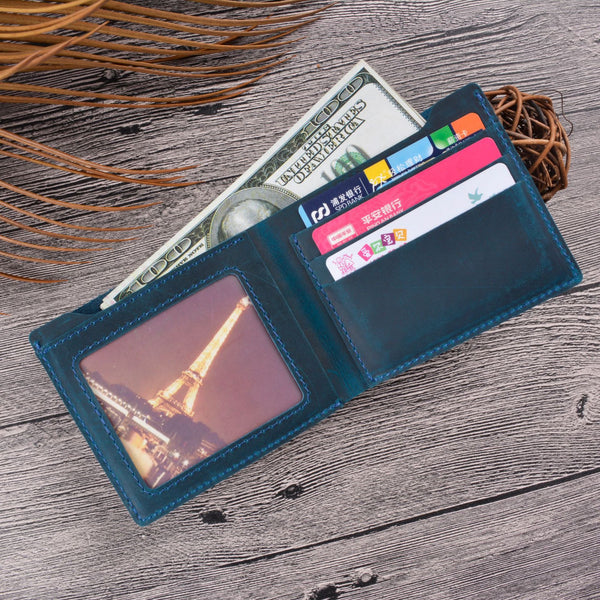 Vintage Mens Brown Leather's Bifold Small Wallet Black billfold Front Pocket Wallet For Men