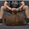 Retro Brown Leather Men's Business Overnight Bag Large Travel Bag Duffel Bag Weekender Bag For Men