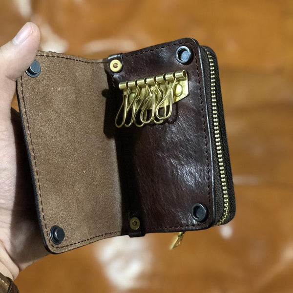 Vintage Genuine Leather Mens Cool Key Wallet - Back View