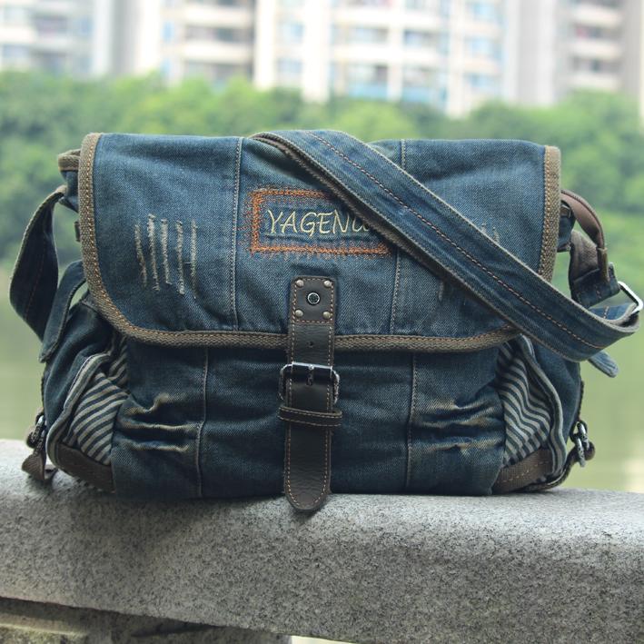 blue denim shoulder bag