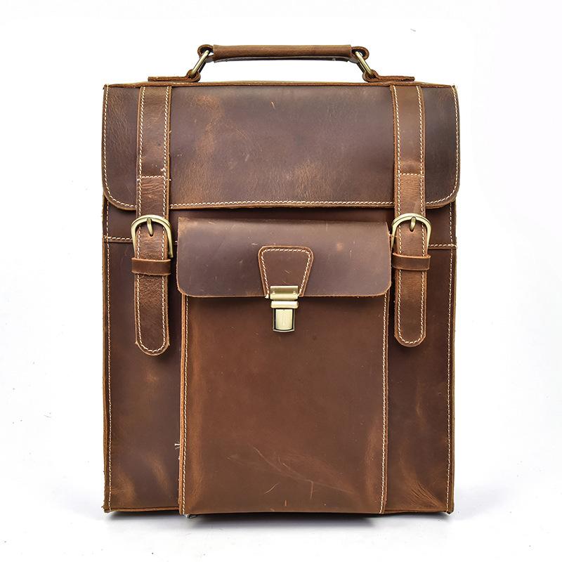 Cool Leather Mens Briefcase Handbag Backpack Satchel Backpack Travel Backpack for Men
