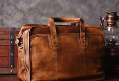 Cool leather mens Briefcase vintage Shoulder Bag weekender bag travel bag for men - EverHandmade