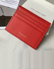 Minimalist Women Red Leather Slim Card Holders Small Card Wallet Cute Card Holder Credit Card Holder For Women