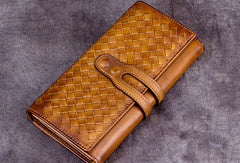 Genuine Leather Wallet Long Wallet Woven Wallet Purse For Men Women - EverHandmade