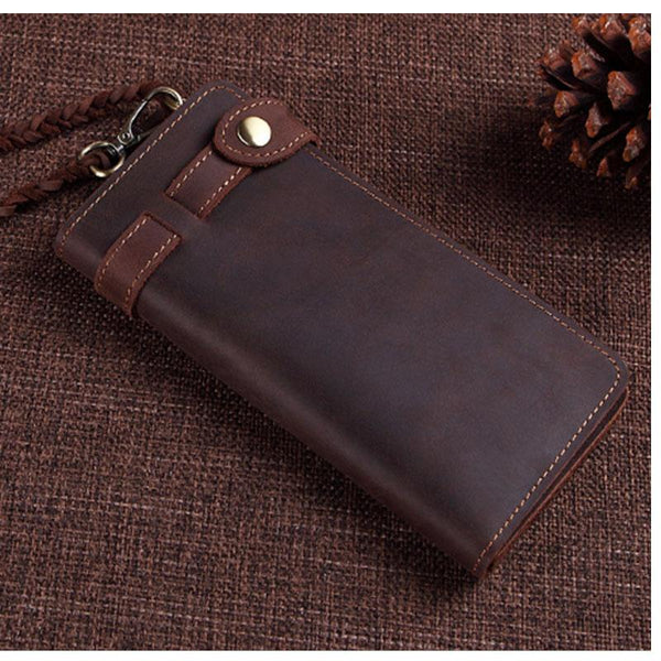 Cool Leather Long Biker Wallet for Men - Back View