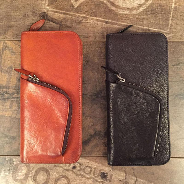 Genuine Leather Mens Cool Long Leather Phone - Back View