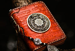 Handmade leather Mens Tibet Small biker chain wallet zipper billfold Chain Wallet for Men - EverHandmade