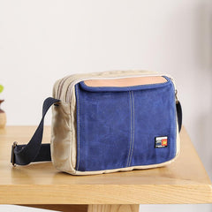 Canvas Leather Mens Womens Green Small 10'' Side Bag Blue Messenger Bag Small Shoulder Bag For Men