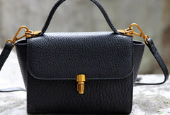 Handmade Leather Vintage Mens Black Handbag Shoulder Bag for women