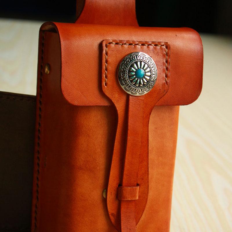 Handmade Cool Leather Cell Phone Holsters Belt Pouch Mens Waist Bag for Men
