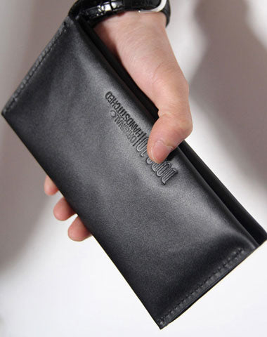 Black LEATHER Womens Bifold Long Wallet Leather Long Wallet FOR Women