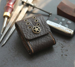 Dark Brown Handmade Leather Mens Black Car Key Holder Car Key Case with Belt Loop For Men