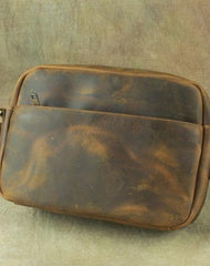 COOL Vintage Brown LEATHER MENS Small Side Bag Messenger Bag for Men