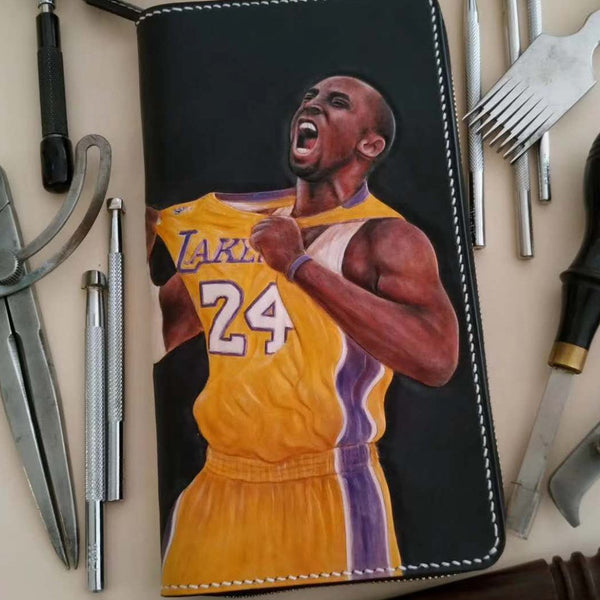 Badass Black Leather Men's Kobe Bryant Yellow - Back View