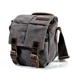 Cool Waxed Canvas Leather Mens Casual Waterproof Small Side Bag SLR Camera Bag Messenger Bag For Men