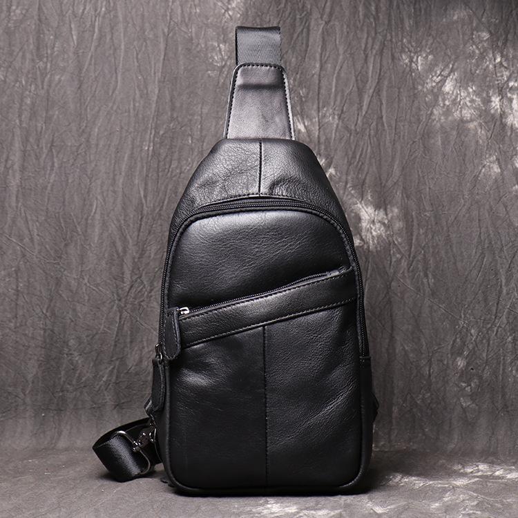 Mens black leather sling bag outlet