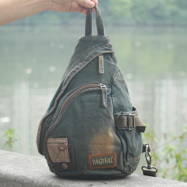 Jean Denim Mens Large Sling Bag 