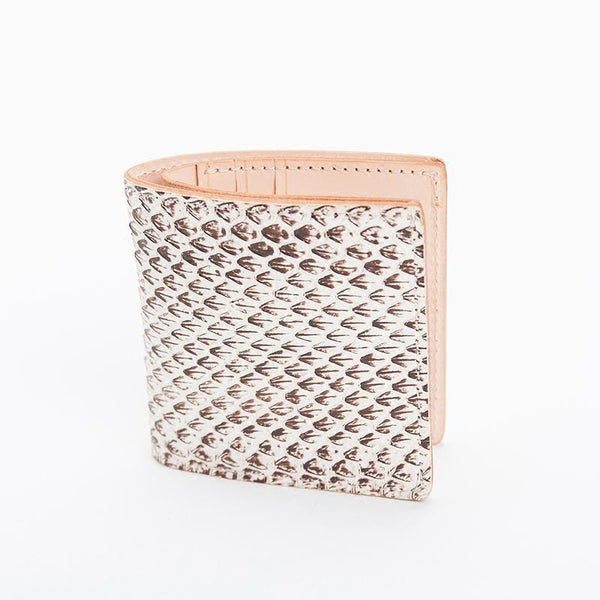 Handmade Shiny Silver Leather Mens billfold Wallet - Back View