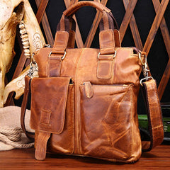 Vintage Coffee Leather Mens Briefcase Laptop Bag Business Bags Work Bag for Men