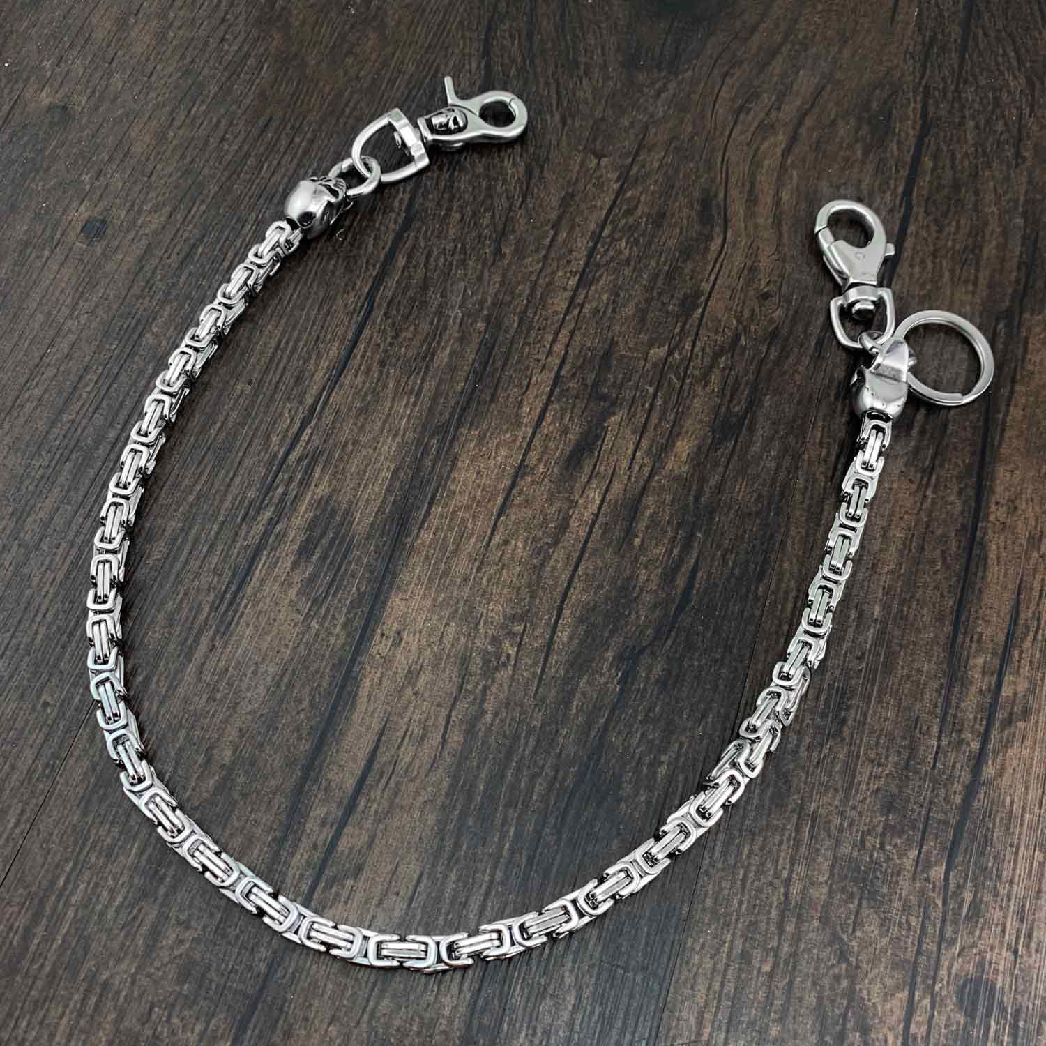 Badass Silver Motorcycle Pants Chain Skull Wallet Chain Long Biker Wallet Chain For Men