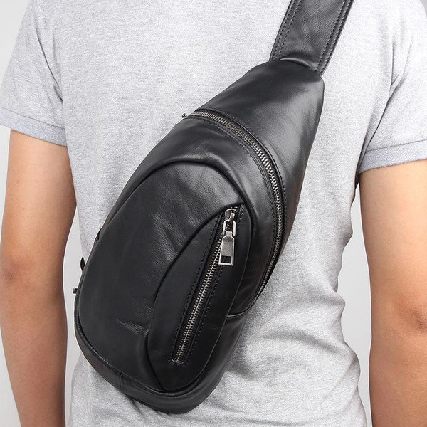 Badass Black Leather Men's 8 inches Sling - Back View