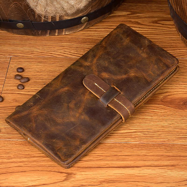 Brown Vintage Mens long Wallet Bifold Long Wallet Clutch Wallet Long Wallets for MSG01681234