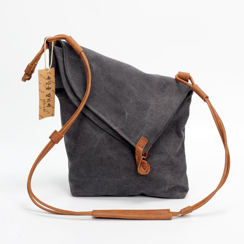 Canvas Mens Womens Casual Gray 12‘’ Shoulder Bag Courier Bag Side Bag Messenger Bag for Men